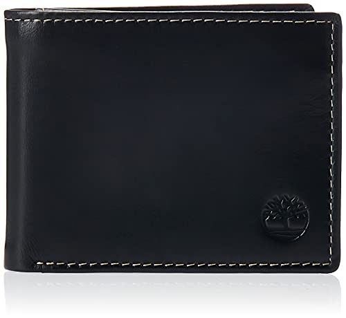 Timberland Herren Lederen portemonnee met opgestikte klaptas Ledergeldb rse mit aufgesetzter Klapptasche, Schwarz (Wolken), Einheitsgröße EU von Timberland