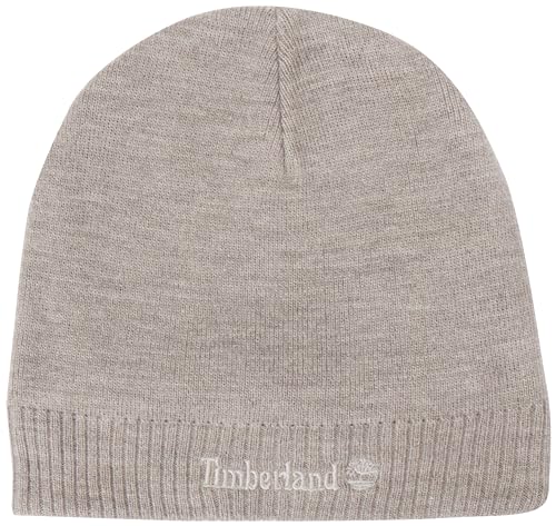 Timberland Herren Knit Logo Beanie Baskenmütze, Grey, One Size von Timberland