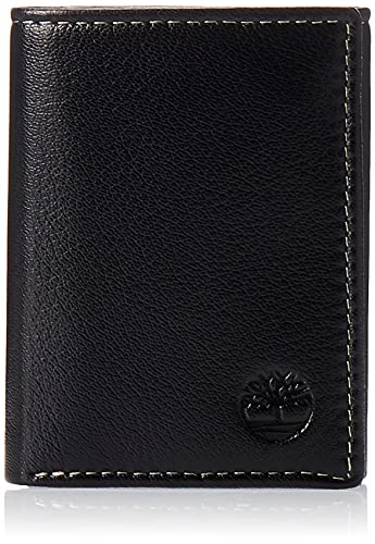 Timberland Herren Leather Trifold Wallet with Id Window Reisezubehr-Dreifachgefaltete Brieftasche, Schwarz (Blix), Einheitsgröße von Timberland