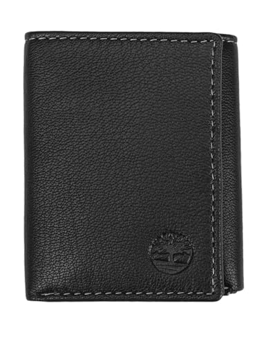 Timberland Herren Leather Trifold Wallet with Id Window Reisezubehr-Dreifachgefaltete Brieftasche, Schwarz (Blix), Einheitsgröße von Timberland