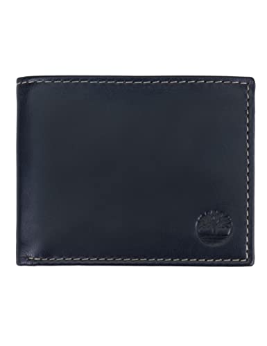 Timberland Men's Leather Wallet with Attached Flip Pocket Travel Accessory-Bi-Fold, Navy (Cloudy), One Size von Timberland