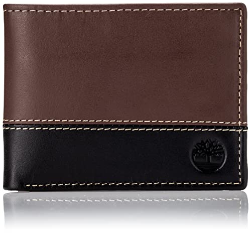 Timberland Herren Leder Trifold Hybrid Passcase Wallet, braun/schwarz, Einheitsgröße von Timberland