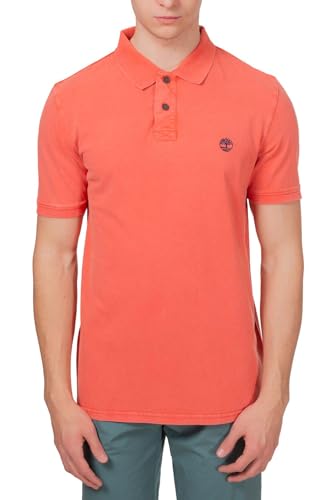 Timberland - Herren-Poloshirt Regular Stone-Washed mit Logo, Lachsrosa, XL von Timberland
