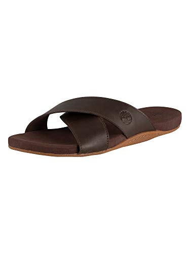 Timberland Herren Seaton Bay Cross Strap Slide Sandalen, Braun Dark Brown Leather, 40 EU von Timberland