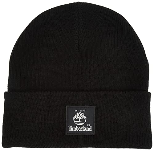 Timberland Unisex-Erwachsene Short Watch Cap with Woven Label Hut für kaltes Wetter, Schwarz Os, Einheitsgröße von Timberland