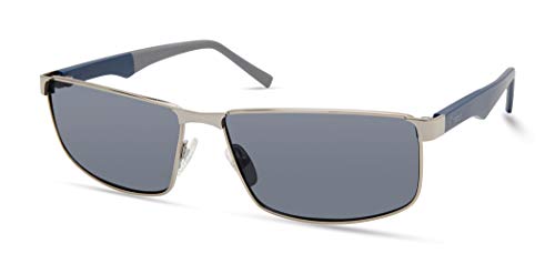 Timberland Herren TBA9265, Casual Sonnenbrille aus Leichtem Metall, Rechteckige Linsenform, Polarisierte Rauchgläser, Glänzendes, Schwarz Hochglanz, 61 von Timberland