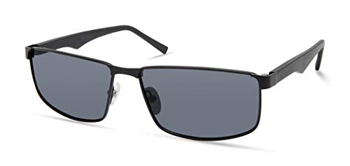 Timberland Herren TBA9265, Casual Sonnenbrille aus leichtem Metall, Rechteckige Linsenform, Polarisierte Rauchgläser, Glänzendes Gewehrrohr, Mattgrau, 61 von Timberland