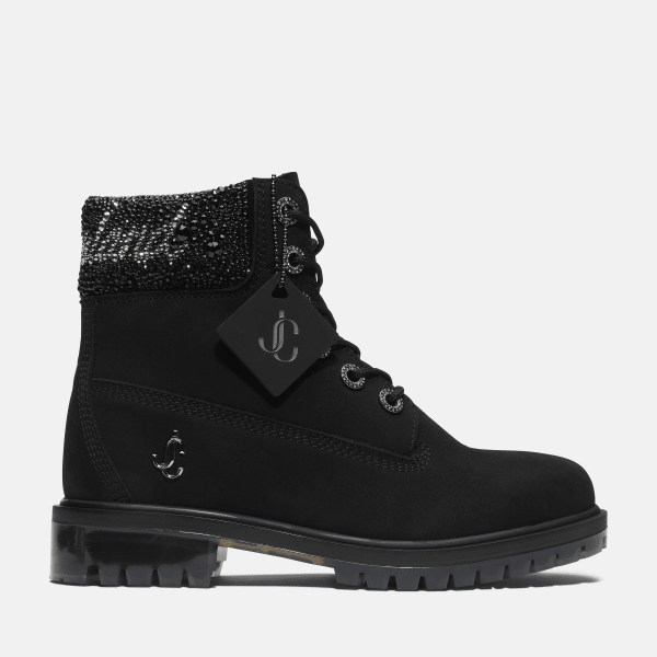 Timberland - Jimmy Choo x Timberland 6-Inch-Boot mit kristallverziertem Rand für Damen in Schwarz, Damen, Schwarz, Größe: 39 von Timberland