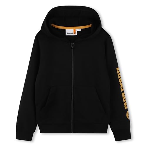 Timberland Jungen Kapuzenpullover Fitted Fleece Sweatshirt, Schwarz – Reißverschluss, 8 Jahre von Timberland