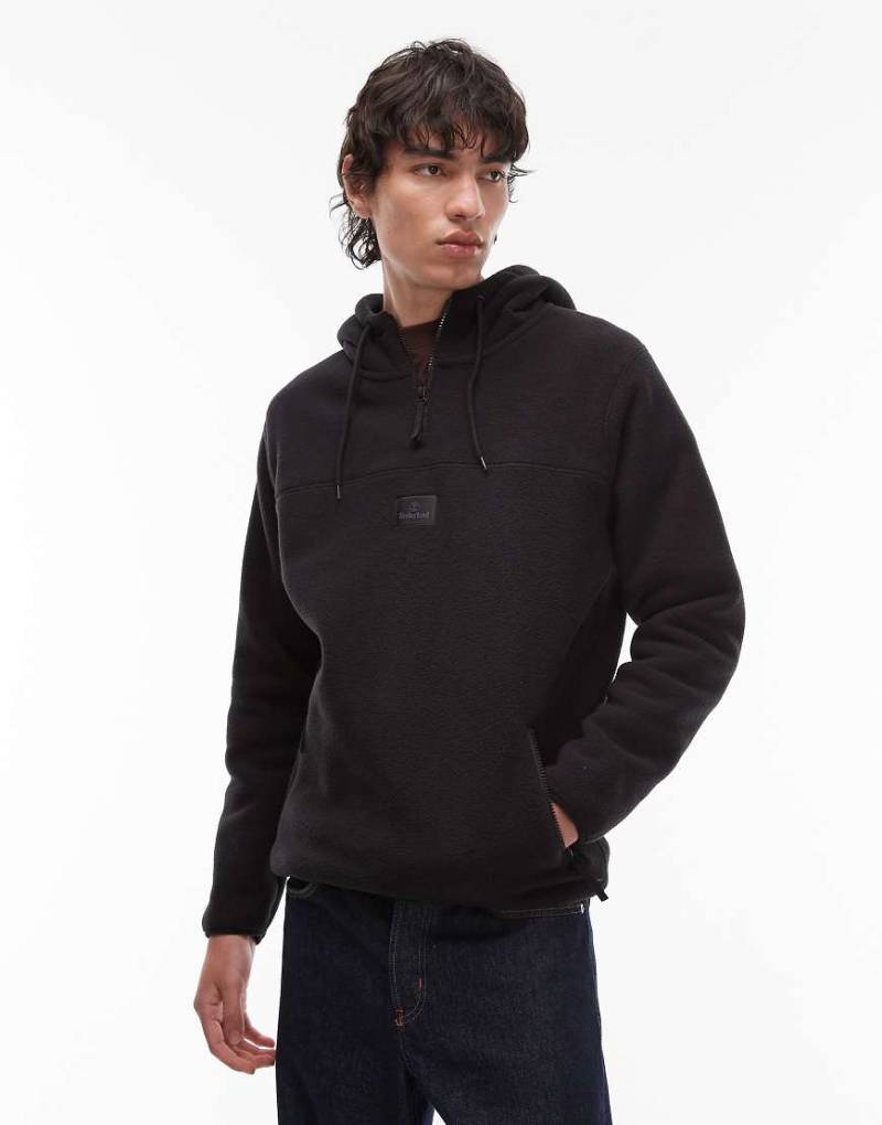 Timberland - Kapuzenpullover aus Polarfleece in Schwarz mit kurzem Reißverschluss von Timberland
