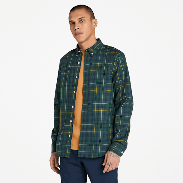 Timberland - Karohemd aus Stretch-Popeline für Herren in Dunkelgrün, Mann, Grün, Größe: M von Timberland