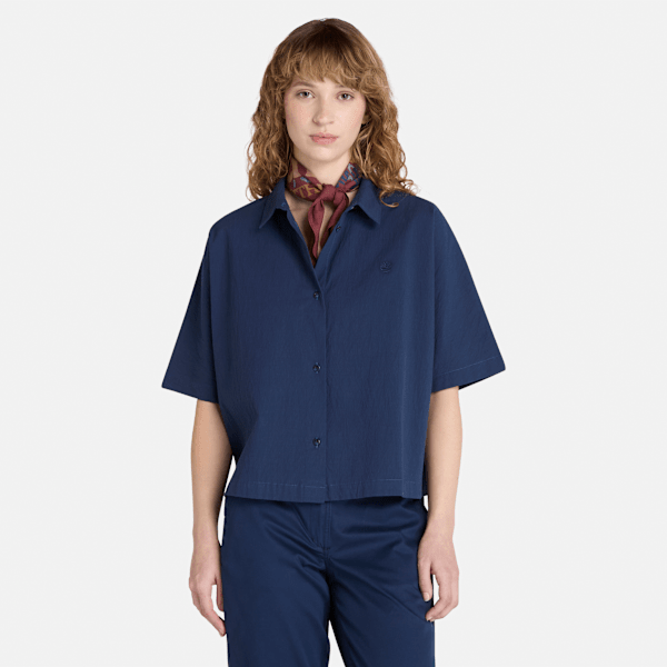 Timberland - Kurzärmeliges Hemd für Damen in Dunkelblau, Frau, Blau, Größe: XL Timberland - Kurzärmeliges Hemd für Damen in Dunkelblau, Frau, Blau, Größe: XL von Timberland