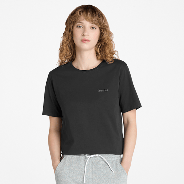 Timberland - Kurzärmeliges T-Shirt mit Logo-Stickerei für Damen in Schwarz, Damen, Schwarz, Größe: M von Timberland