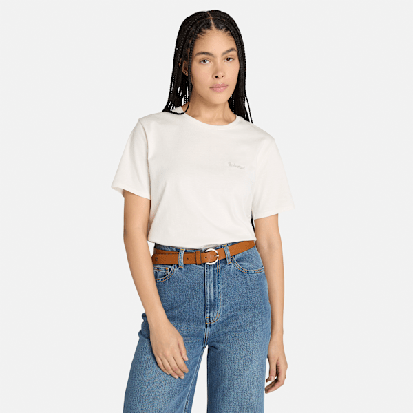 Timberland - Kurzärmeliges T-Shirt mit Logo-Stickerei für Damen in Weiß, Damen, Weiß, Größe: L von Timberland