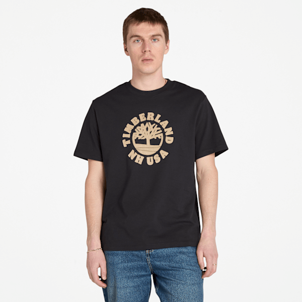 Timberland - Kurzärmeliges T-Shirt mit Weihnachtsgrafik vorne für Herren in Schwarz, Herren, Schwarz, Größe: L von Timberland