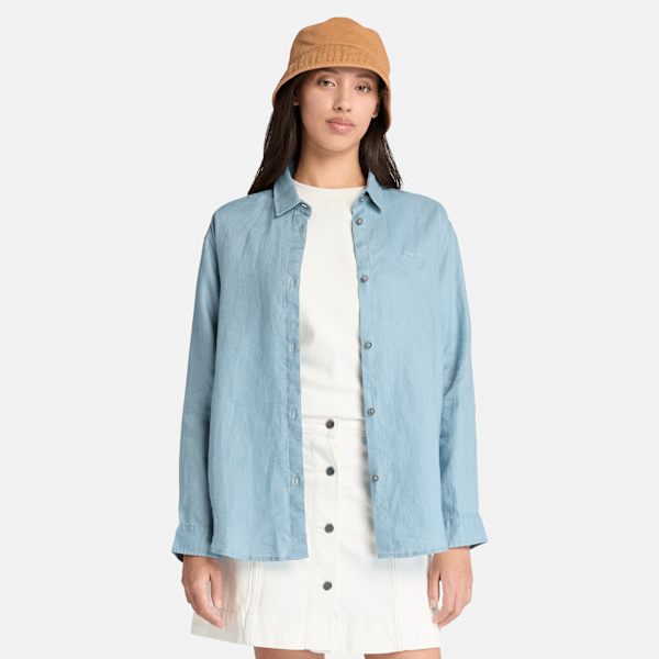 Timberland - Leinenhemd für Damen in Hellblau, Frau, Blau, Größe: M Timberland - Leinenhemd für Damen in Hellblau, Frau, Blau, Größe: M von Timberland