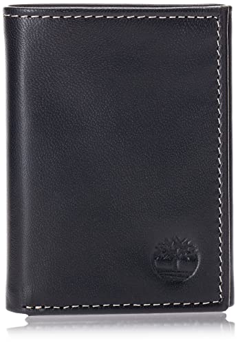 Timberland Herren Leather Trifold Wallet with Id Window Reisezubehör-Dreifachgefaltete Brieftasche, Schwarz (Wolkig), Einheitsgröße von Timberland