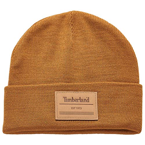 Timberland Men`s Heat Retention Watch Cap Knit Beanie with Leather Patch (Wheat(T100916C-231), One Size) von Timberland