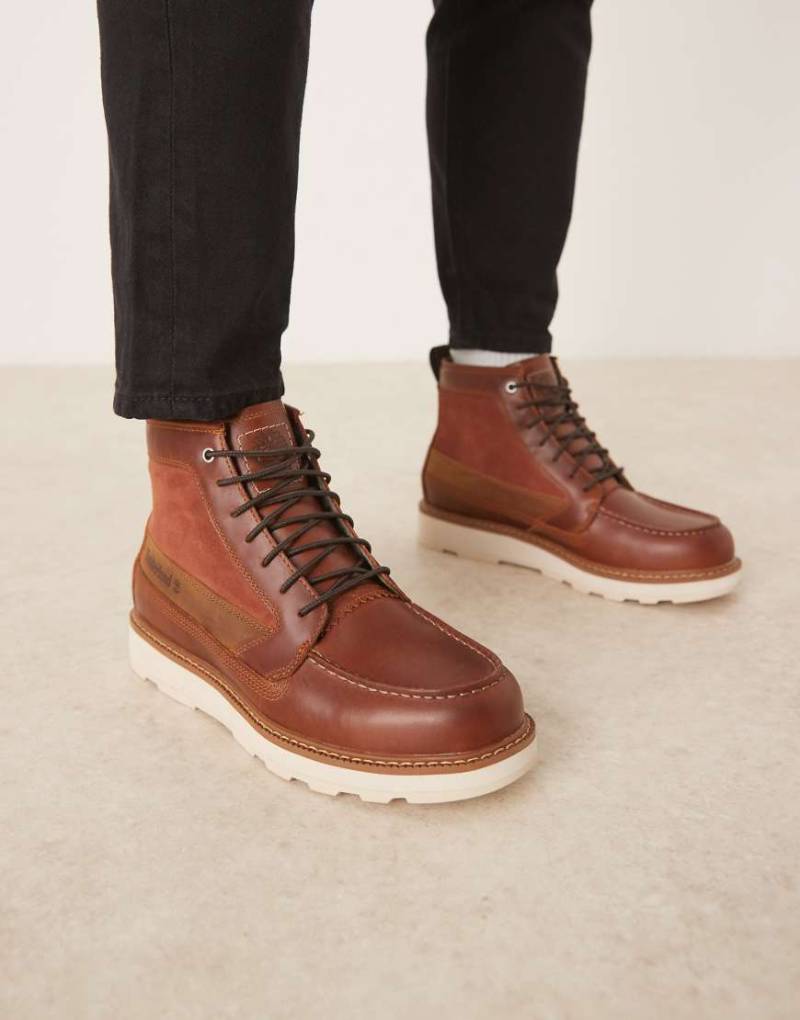 Timberland - Mid - Wasserdichte Schnürstiefel aus Vollnarbenleder in Rostrot-Braun von Timberland