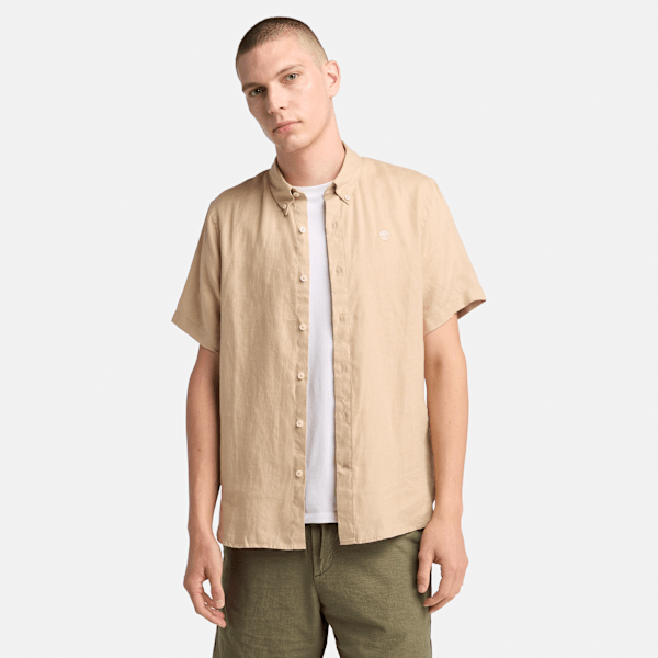 Timberland - Mill Brook Kurzärmeliges Leinenhemd für Herren in Beige, Mann, Beige, Größe: S Timberland - Mill Brook Kurzärmeliges Leinenhemd für Herren in Beige, Mann, Beige, Größe: S von Timberland