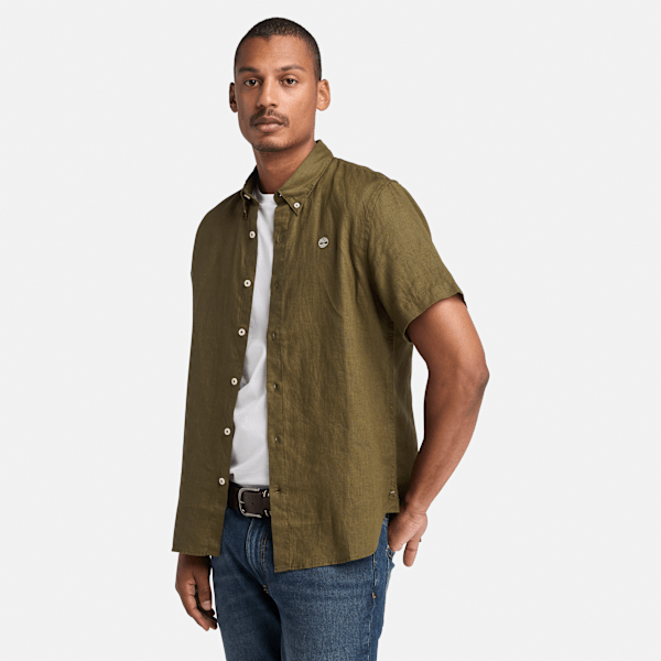 Timberland - Mill Brook Kurzärmeliges Leinenhemd für Herren in Grün, Mann, Grün, Größe: M Timberland - Mill Brook Kurzärmeliges Leinenhemd für Herren in Grün, Mann, Grün, Größe: M von Timberland