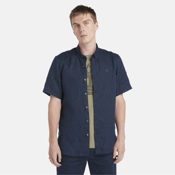 Timberland - Mill Brook Kurzärmeliges Leinenhemd für Herren in Dunkelblau, Mann, Navyblau, Größe: XXL Timberland - Mill Brook Kurzärmeliges Leinenhemd für Herren in Dunkelblau, Mann, Navyblau, Größe: XXL von Timberland