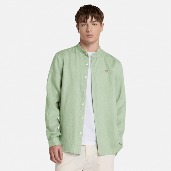 Timberland - Mill Brook Leinenhemd mit koreanischem Kragen für Herren in Grün, Herren, Grün, Größe: 3XL von Timberland