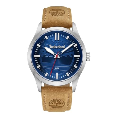 Timberland RAMBUSH Uhr für Herren in der Farbe Beige mit Armband aus Leder, Wasserdichtigkeit: 5 bar, Gehäusedurchmesser: 42 mm, TDWGA0029603 von Timberland