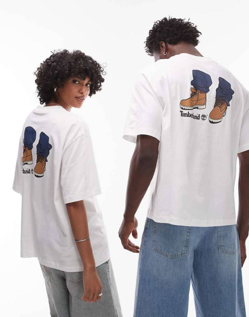 Timberland - My 6" - Oversize-T-Shirt in Weiß mit Stiefel-Rückenprint von Timberland