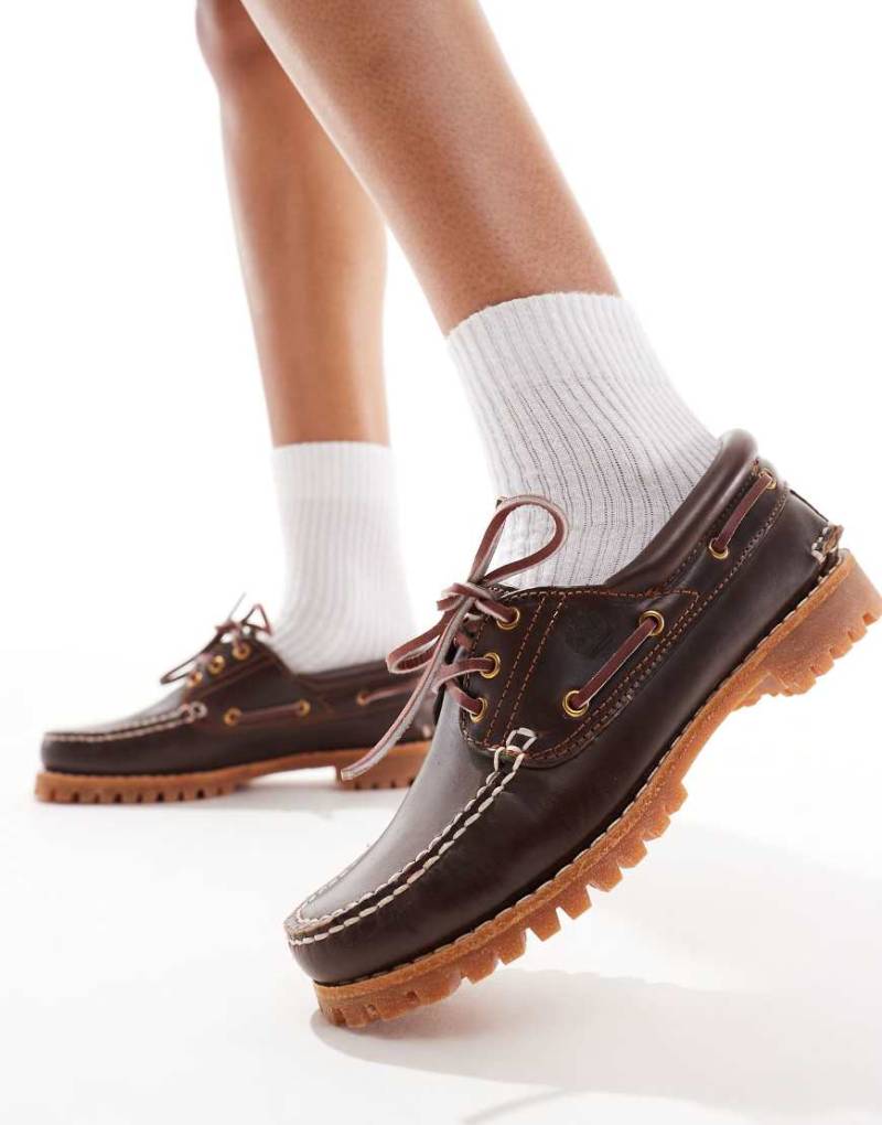 Timberland - Noreen - Vintage-Bootsschuhe aus Vollnarbenleder in Braun von Timberland