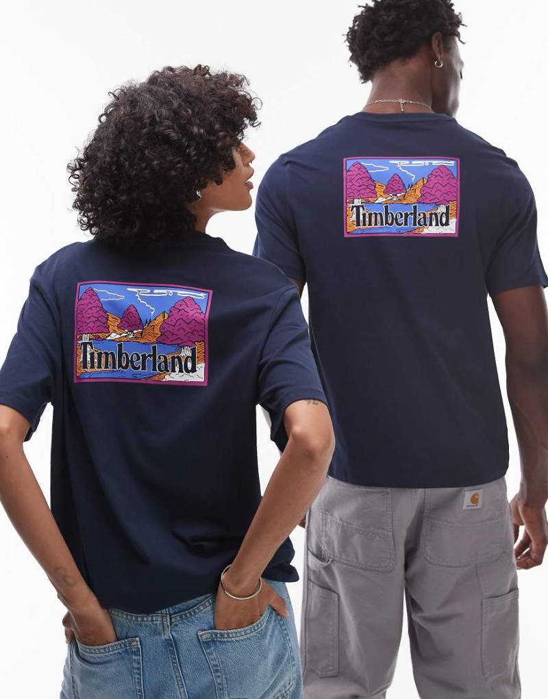 Timberland - Oversize-T-Shirt in Marineblau mit Seeblick-Rückenprint von Timberland