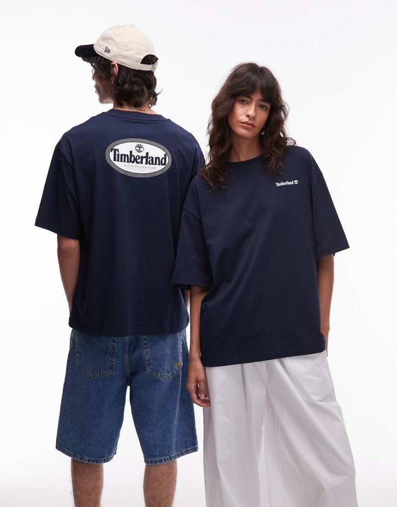 Timberland - Oversize-T-Shirt in Marineblau mit ovalem Logo-Grün von Timberland