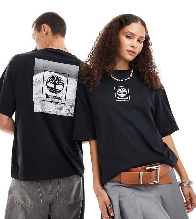 Timberland - Oversize-T-Shirt in Schwarz mit Geo-Print, exklusiv bei ASOS-Weiß von Timberland