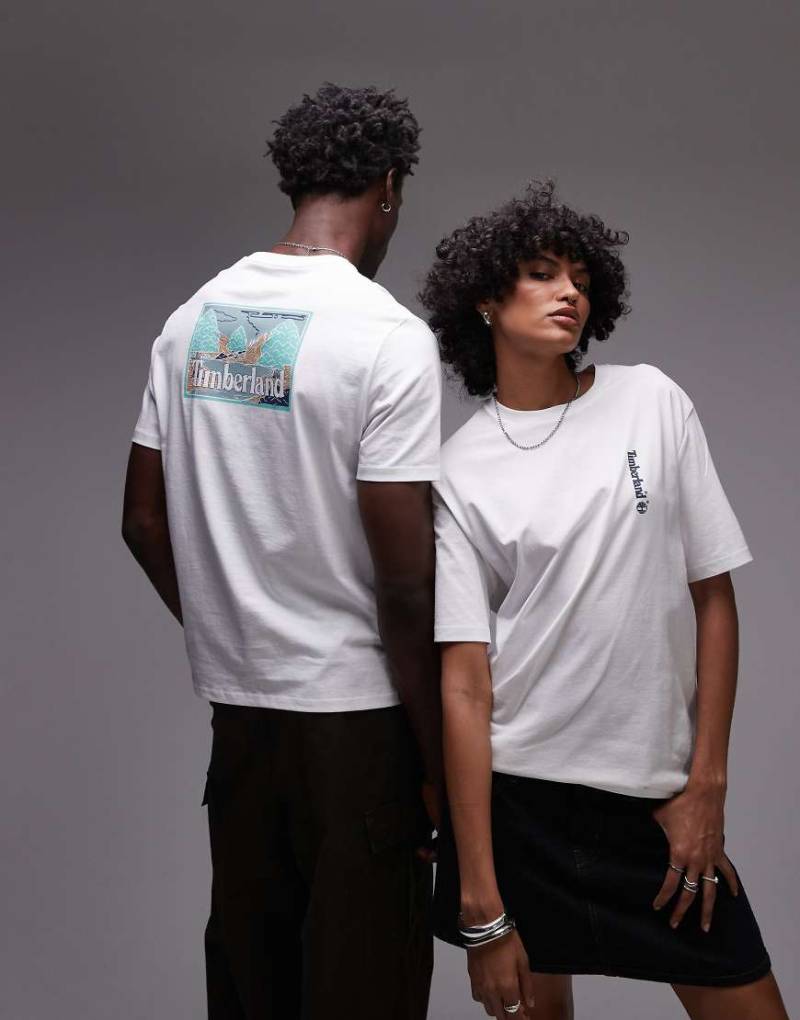 Timberland - Oversize-T-Shirt in Weiß mit Seeblick-Rückenprint von Timberland