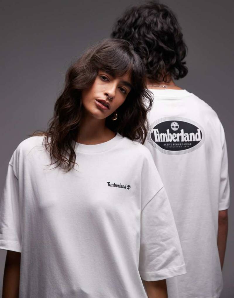 Timberland - Oversize-T-Shirt in Weiß mit ovalem Logo und Rückenprint von Timberland
