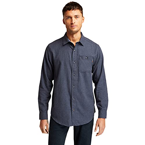 Timberland PRO Herren Woodfort mittelschweres Flanell Button-Down-Arbeitshemd, Marineblau meliert, Groß von Timberland PRO