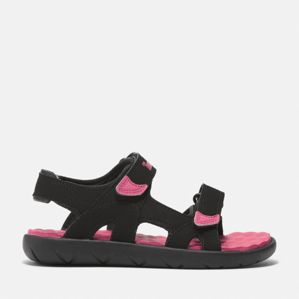 Timberland - Perkins Row Sandale mit Fersenriemen für Kleinkinder in Schwarz/Pink, Schwarz, Größe: 27 von Timberland