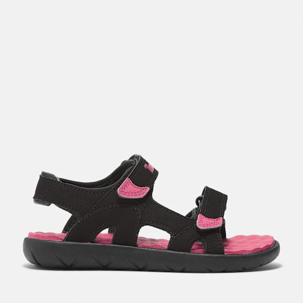 Timberland - Perkins Row Sandale mit zwei Riemen für Kinder in Schwarz/Pink, Schwarz, Größe: 40 von Timberland