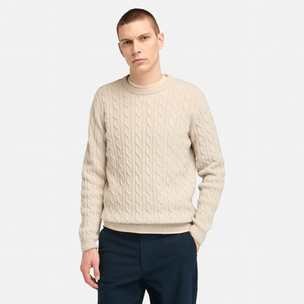 Timberland - Phillips Brook Pullover mit Rundhalsausschnitt und Zopfmuster für Herren in Beige, Mann, Beige, Größe: L Timberland - Phillips Brook Pullover mit Rundhalsausschnitt und Zopfmuster für Herren in Beige, Mann, Beige, Größe: L von Timberland
