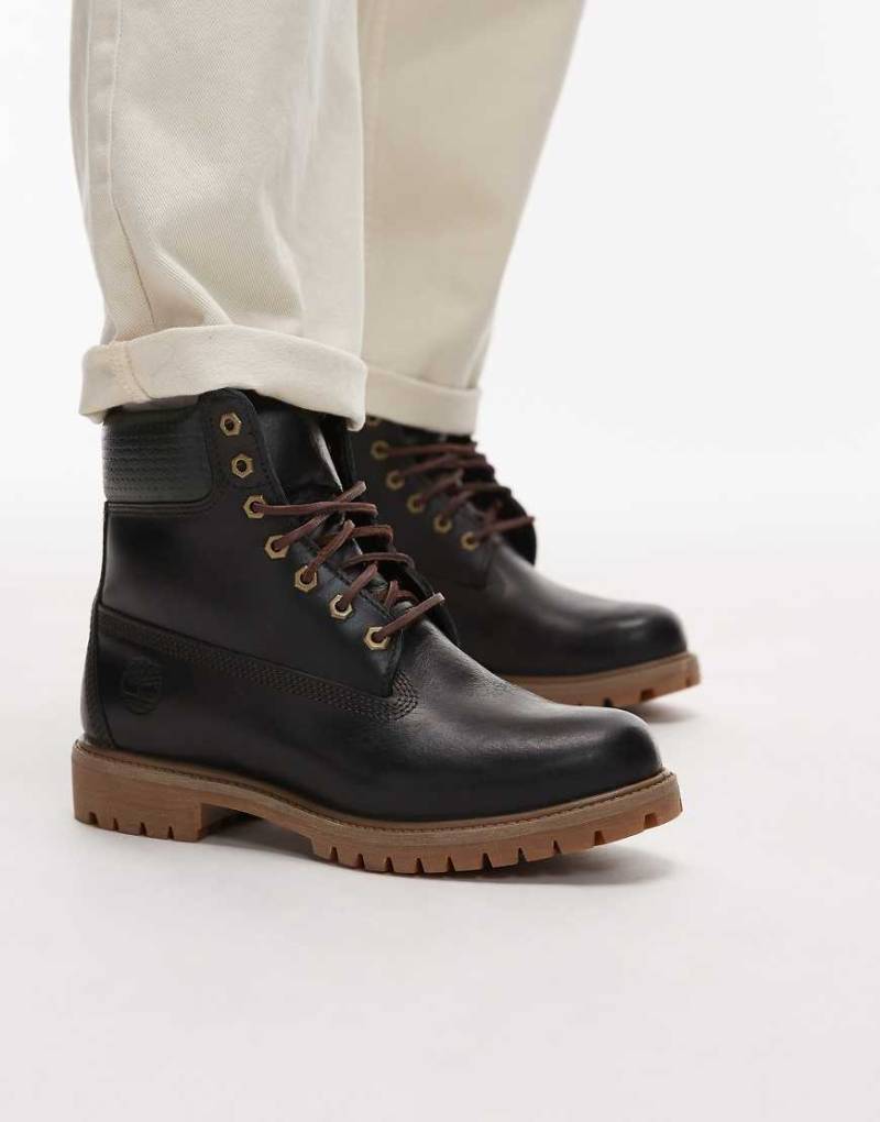 Timberland - Premium 6 Inch - Stiefel aus Leder in Dunkelgrün mit Webdetail von Timberland