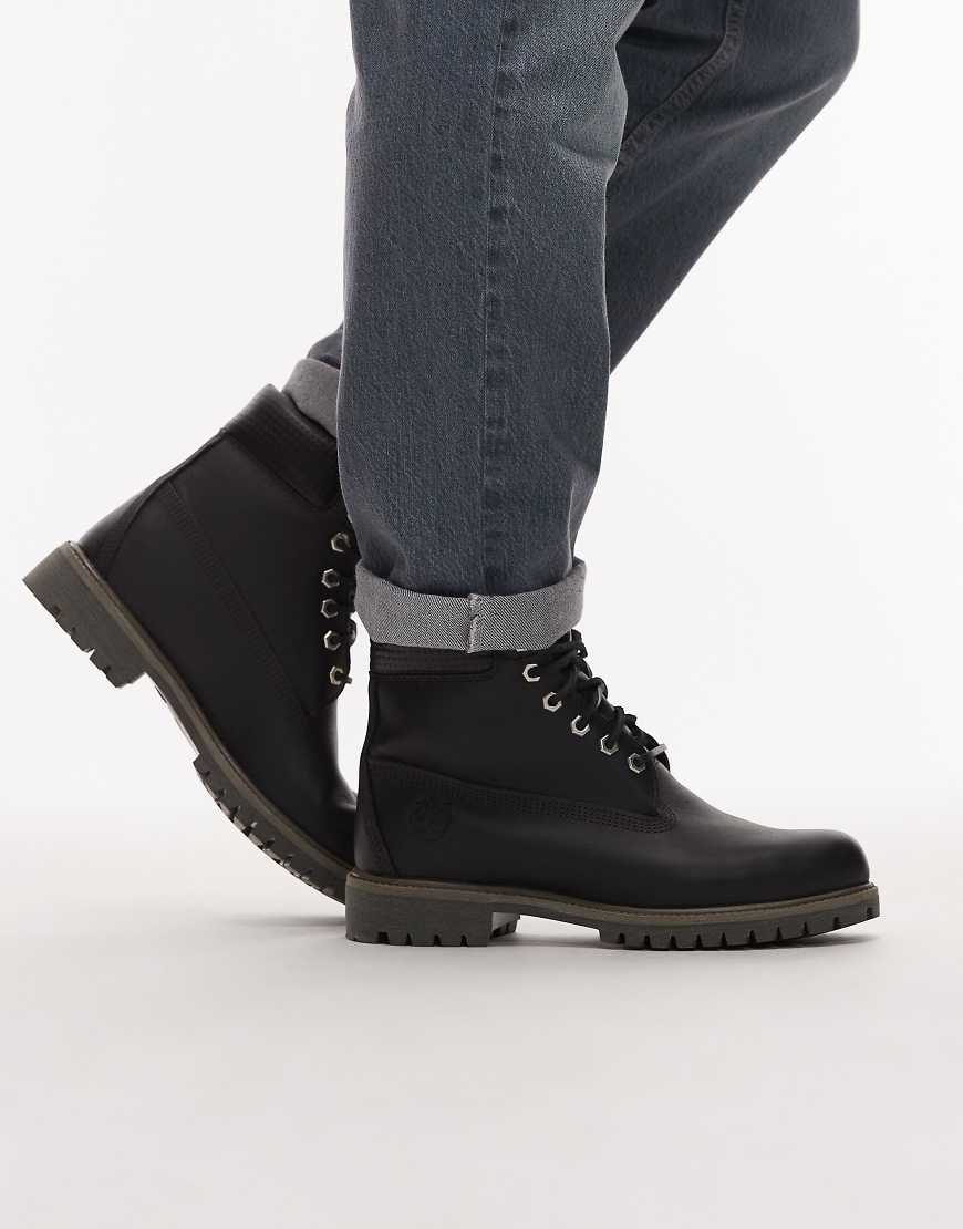 Timberland - Premium 6 Inch - Stiefel aus Leder in Schwarz mit Webdetail von Timberland