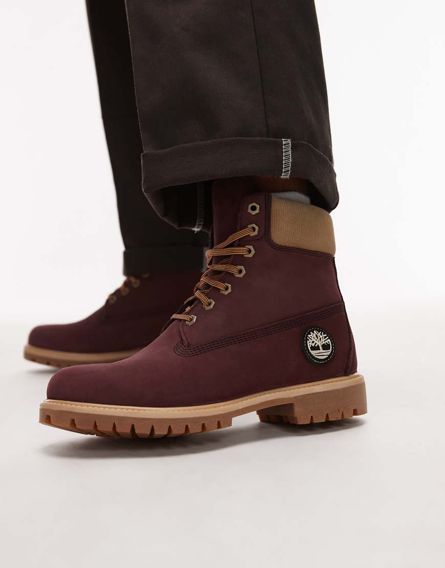 Timberland - Premium - Stiefel aus Nubukleder in Burgunderrot mit Cord-Detail, 6 Zoll von Timberland