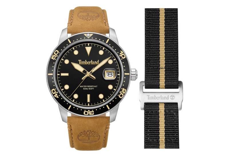 Timberland Quarzuhr Peatfield TDWGB00834X0, (Set, 2-tlg., mit Wechselarmband), Armbanduhr, Herrenuhr, Lederarmband, Ideal auch als Geschenk, analog von Timberland