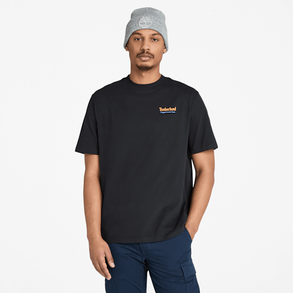Timberland - Robustes Active Gear T-Shirt mit Grafik am Rücken für Herren in Schwarz/Dunkelgelb, Herren, Schwarz, Größe: XXL von Timberland