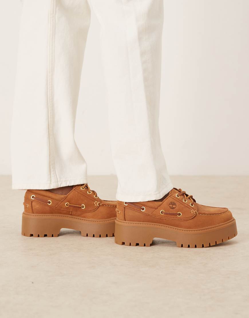 Timberland - Stone Street - Bootsschuhe aus Nubuk in Braun mit Plateausohle und 3 Ösen-Brown von Timberland