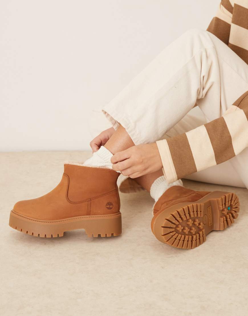 Timberland - Stone Street - Chelsea-Stiefel aus braunem Nubukleder mit Plateausohle und Teddy-Futter-Brown von Timberland