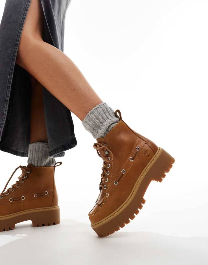 Timberland - Stone Street - Hohe Schnür-Boots aus Leder in Weizenbeige mit 7 Ösen-Braun von Timberland