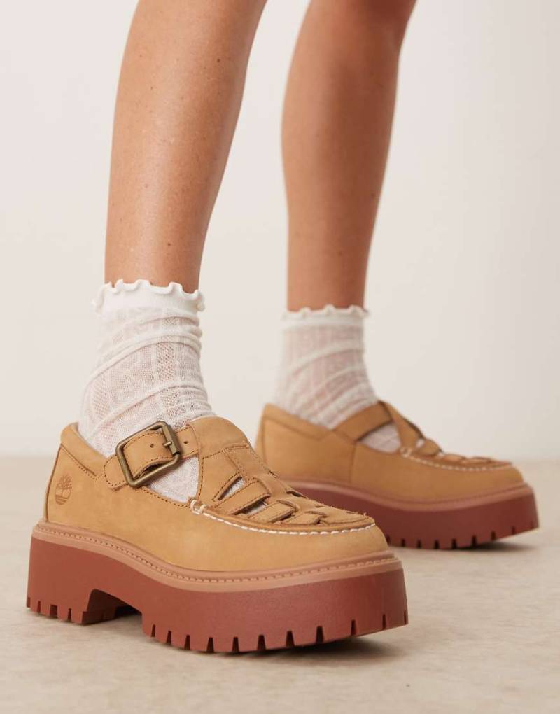 Timberland - Stone Street - Mary-Jane-Schuhe aus Nubuk in Beige mit Plateausohle-Neutral von Timberland