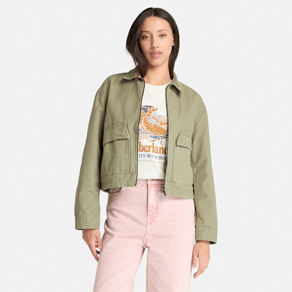 Timberland - Strafford Bomberjacke aus gewaschenem Canvas für Damen in Grün, Frau, Grün, Größe: XL von Timberland