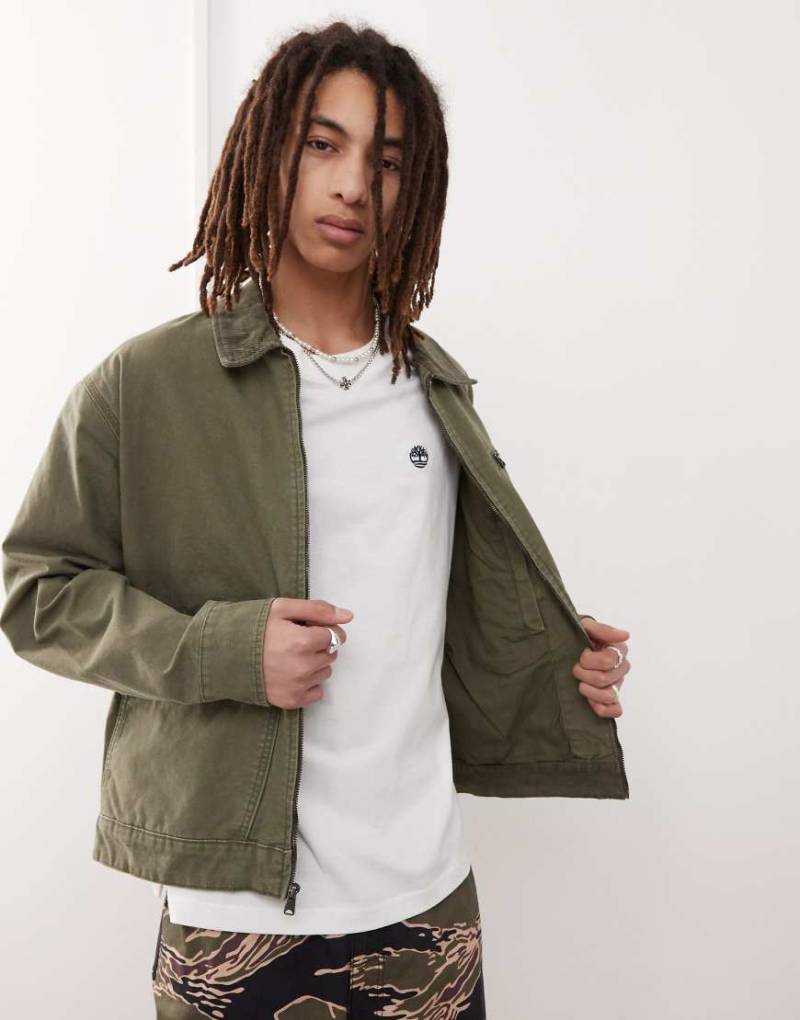 Timberland - Strafford - Jacke aus Canvas in verwaschenem Khaki mit Reißverschluss-Grün von Timberland